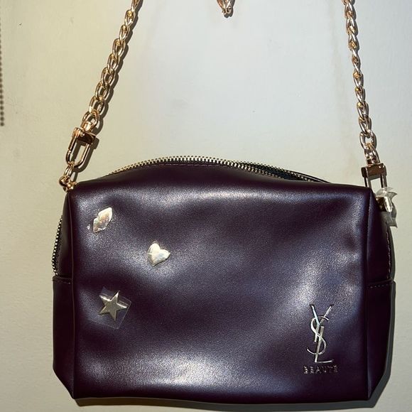 Ysl  beauty VIP crossbody chain gift case star heart lip new gold zipper charm - Picture 1 of 11